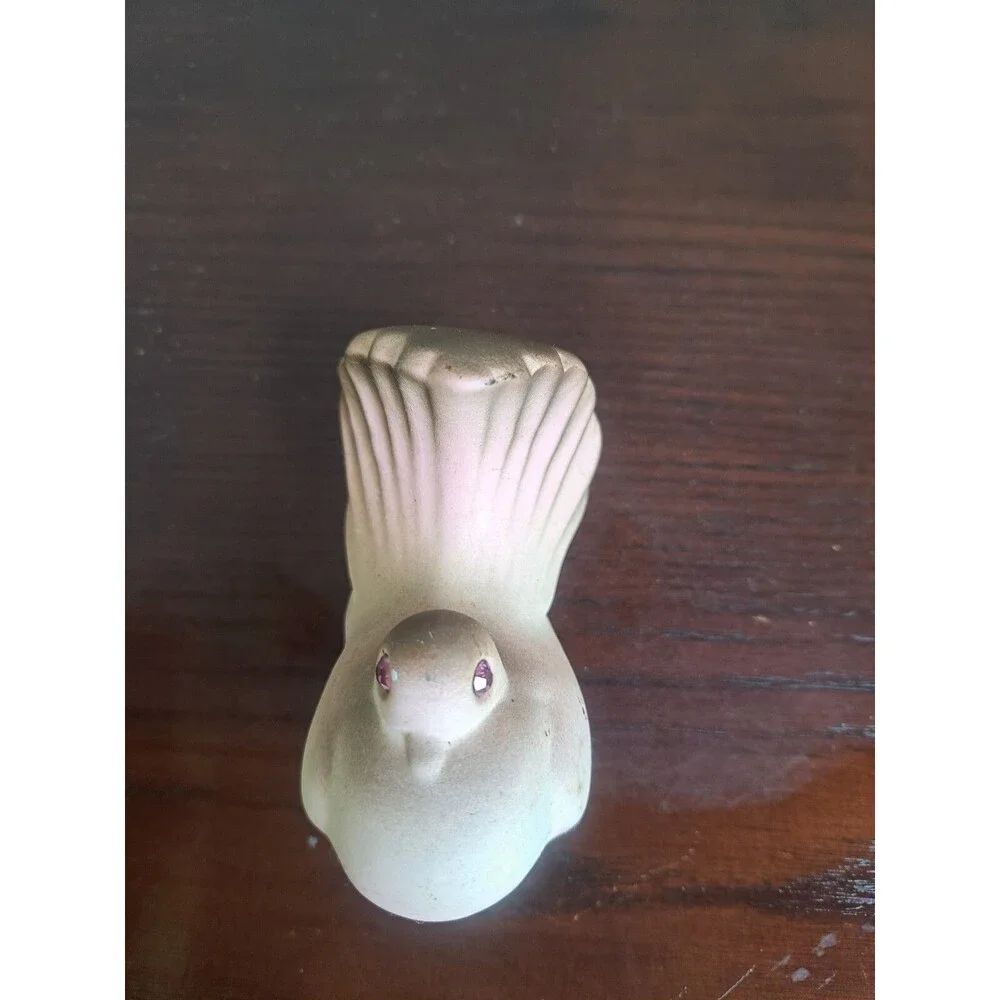 Vintage Porcelain Mauve And Brown Dove With Pink Rhinestone Eyes Figurine